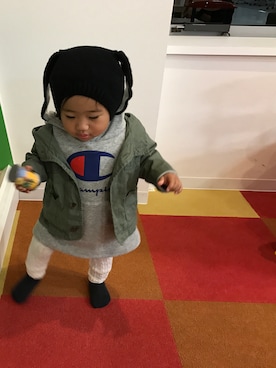 「OLD NAVY（オールドネイビー）のアイテム（ミリタリージャケット、グリーン系）」を使った、kanaaah7.sさん（キッズ・100cm）の秋コーディネート