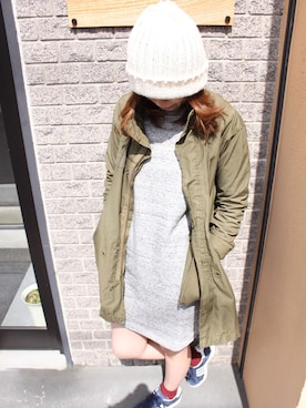 「ミリタリーアウター」｜「アイテム（ワンピース/ドレス）」を使った、Sunny clothing storeさん（レディース・163cm）の春コーディネート