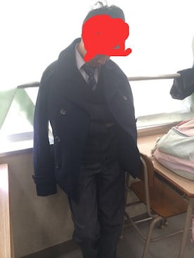 「アイテム（ピーコート）」を使った、やまちさん（メンズ・164cm・10代）の冬コーディネート