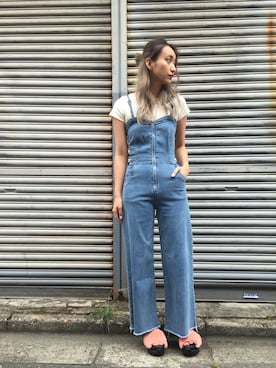 「EVRIS（エヴリス）のアイテム（オールインワン・サロペット）」を使った、MINAさん（レディース・165cm）の夏コーディネート
