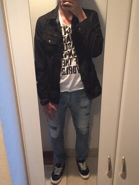 「アイテム（デニムパンツ、シルバー系）」を使った、M2000さん（メンズ・180cm）の秋コーディネート