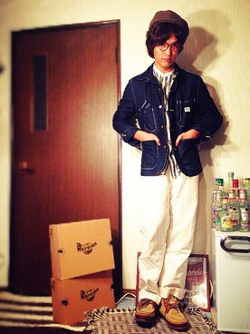 「OSHKOSH（オシュコシュ）のアイテム（デニムジャケット）」を使った、kaakun.さん（メンズ・175cm）の秋コーディネート