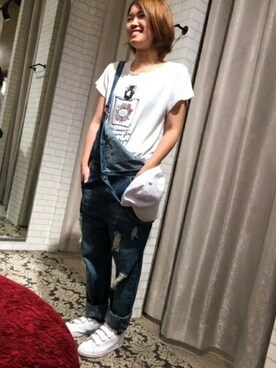 「HVC（エイチブイシー）のアイテム（パンツ）」を使った、HVCあべの店さん（レディース・155cm）の夏コーディネート