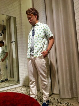 「HVC（エイチブイシー）のアイテム（トップス）」を使った、HVCあべの店さん（メンズ・173cm）の夏コーディネート
