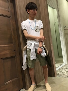 「HVC（エイチブイシー）のアイテム（シューズ）」を使った、HVCあべの店さん（メンズ・165cm）の夏コーディネート