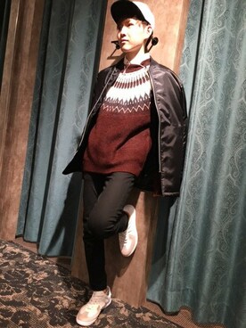 「HVC（エイチブイシー）のアイテム（MA-1）」を使った、HVCあべの店さん（メンズ・173cm）の秋コーディネート