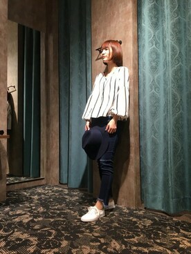 「HVC（エイチブイシー）のアイテム（帽子）」を使った、HVCあべの店さん（レディース・160cm）の冬コーディネート
