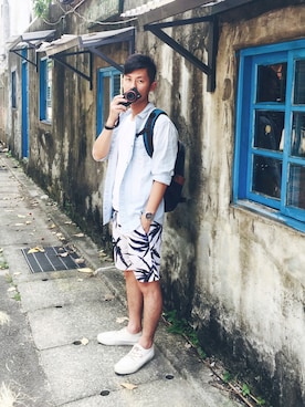 「PULL&BEAR（プルアンドベア）のアイテム（シャツ/ブラウス）」を使った、Adam Linさん（メンズ・168cm）の秋コーディネート