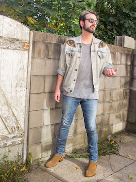 「Saint Laurent」｜「アイテム（デニムジャケット）」を使った、Mason Kraneさん（メンズ・183cm）の秋コーディネート