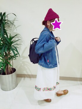 「チャイハネ（チャイハネ）のアイテム（モカシン/デッキシューズ）」を使った、yuco☺︎さん（レディース・156cm）の春コーディネート