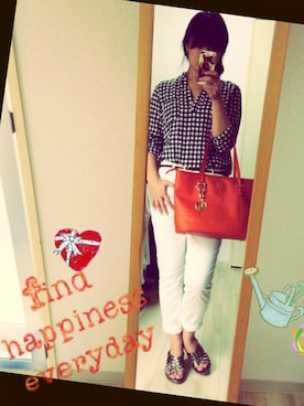 「アイテム（トートバッグ、オレンジ系）」を使った、satoko.Yさん（レディース・159cm）の夏コーディネート