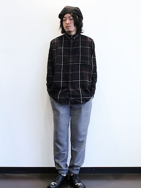 「melple（メイプル）のアイテム（パンツ）」を使った、koichiroさん（メンズ・170cm）の秋コーディネート