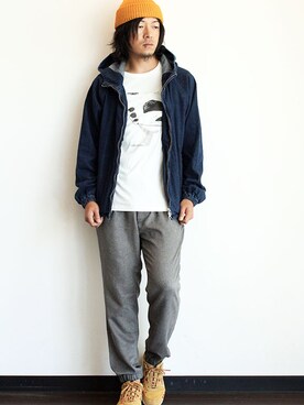 「melple（メイプル）のアイテム（パンツ）」を使った、koichiroさん（メンズ・170cm）の秋コーディネート
