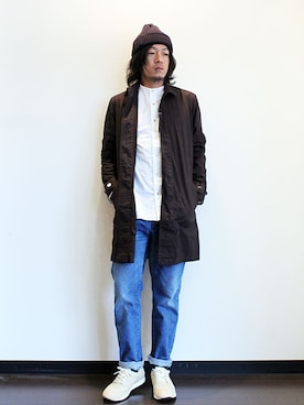 「MANUAL ALPHABET（マニュアル アルファベット）のアイテム（ダウンジャケット/コート）」を使った、koichiroさん（メンズ・170cm）の秋コーディネート