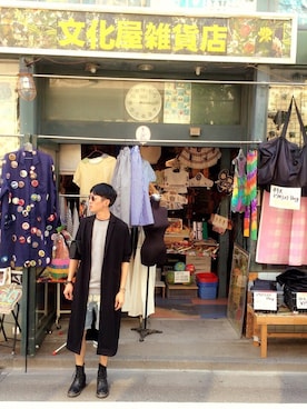 「MONKI（モンキ）のアイテム（ピーコート）」を使った、Vincent さん（メンズ・170cm）の夏コーディネート