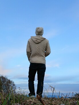 「白コーデ」｜「アイテム（その他アウター）」を使った、MASACさん（メンズ・175cm）の冬コーディネート