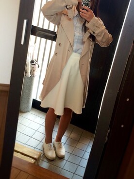 「one way（ワンウェイ）のアイテム（トレンチコート）」を使った、rinさん（レディース・157cm）の春コーディネート
