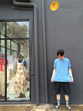 「MUJI Labo（ムジラボ）のアイテム（キャップ）」を使った、二百狗Vintageさん（メンズ・180cm）の春コーディネート