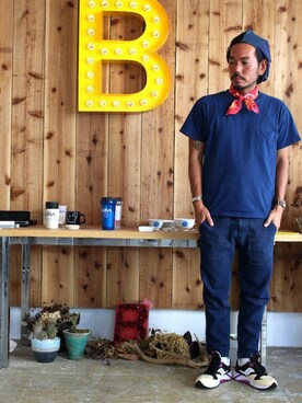 「H.R.REMAKE（アールエイチリメイク）のアイテム」を使った、fumioさん（メンズ・168cm）の夏コーディネート