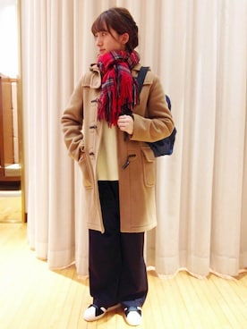 「SHIPS for women」｜「アイテム（ダッフルコート）」を使った、我妻さん（レディース・160cm）の冬コーディネート