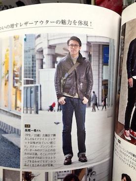 「アイテム（ミリタリージャケット、ブラウン系）」を使った、かずきちさん（メンズ・177cm）の冬コーディネート