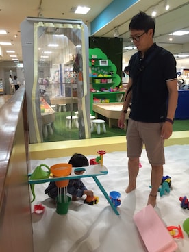 「アイテム（ボディバッグ/ウエストポーチ、ブルー系）」を使った、ノガミックスさん（メンズ・178cm）の夏コーディネート