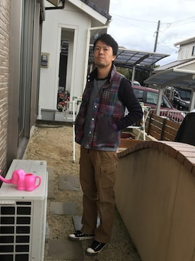 「BLUE BLUE（ブルーブルー）のアイテム（カーゴパンツ）」を使った、ノガミックスさん（メンズ・178cm）の秋コーディネート