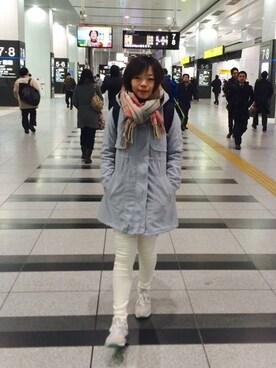 「大阪」｜「アイテム（モッズコート）」を使った、Winnie.Sieさん（レディース・158cm）の冬コーディネート