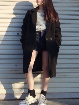 「RESEXXY」｜「アイテム（チェスターコート）」を使った、Yuu.さん（レディース・143cm）の冬コーディネート