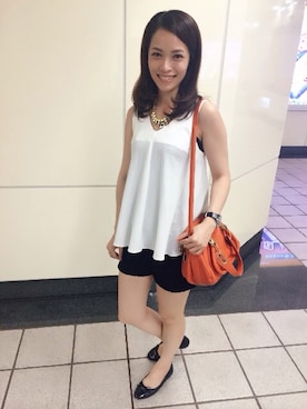 「PRADA（プラダ）のアイテム（シューズ）」を使った、JenniferLuさん（レディース・167cm）の夏コーディネート