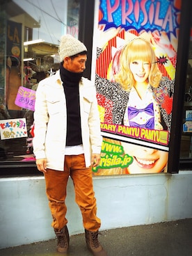 「override 」｜レイザーラモンHGさん（メンズ・185cm）の冬コーディネート