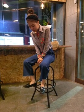 「Simpleのアイテム（トップス）」を使った、肚子安さん（レディース・153cm）の秋コーディネート