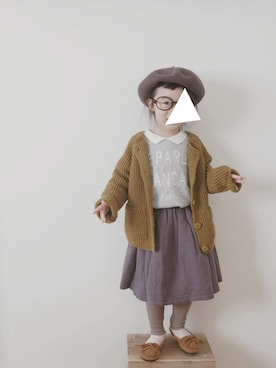 「ざっくりカーデ」｜yuuuさん（キッズ・90cm）の冬コーディネート