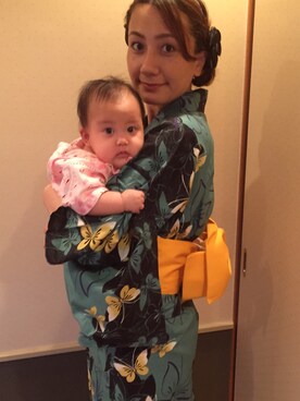 「アイテム（浴衣、グリーン系）」を使った、ひろちゃん&にいなさん（レディース・162cm）の秋コーディネート