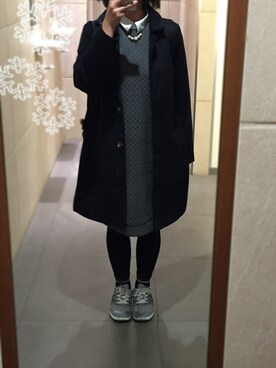 「ワンピース×スニーカー」｜「アイテム（チェスターコート）」を使った、ayari*さん（レディース・151cm）の冬コーディネート