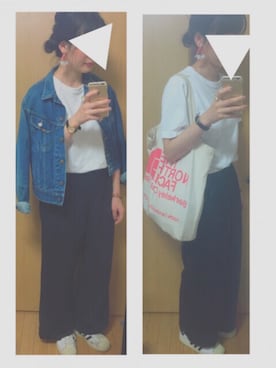 「アイテム（トートバッグ、オレンジ系）」を使った、ma☺︎さん（レディース・169cm）の春コーディネート