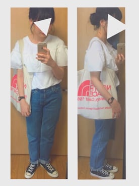 「アイテム（トートバッグ、オレンジ系）」を使った、ma☺︎さん（レディース・169cm）の夏コーディネート