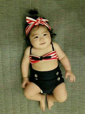 「アイテム（水着、レッド系）」を使った、hima♬*ﾟさん（キッズ・70cm）の夏コーディネート