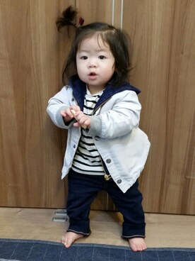 「赤ちゃん」｜「アイテム（ブルゾン）」を使った、hima♬*ﾟさん（キッズ・70cm）の秋コーディネート