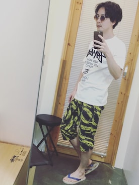 「アイテム（ビーチサンダル）」を使った、tomさん（メンズ・171cm）の秋コーディネート