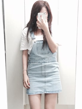 「me（ミイ）のアイテム（つなぎ/オールインワン）」を使った、shouxuleeさん（レディース・160cm）の春コーディネート