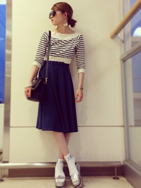 「3rd by VANQUISH（サードバイヴァンキッシュ）のアイテム（スウェット）」を使った、Hiromiiiさん（レディース・158cm）の春コーディネート