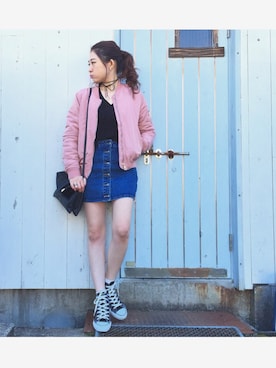「stradivarius（ストラディバリウス）のアイテム（ブルゾン）」を使った、Hiromiiiさん（レディース・158cm）の冬コーディネート