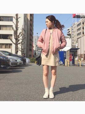 「stradivarius（ストラディバリウス）のアイテム（ブルゾン）」を使った、Hiromiiiさん（レディース・158cm）の春コーディネート