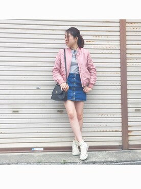 「stradivarius（ストラディバリウス）のアイテム（ブルゾン）」を使った、Hiromiiiさん（レディース・158cm）の春コーディネート