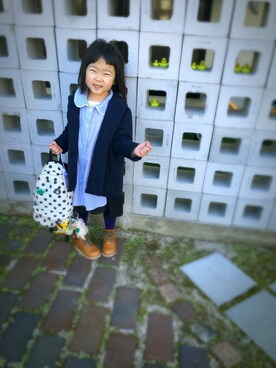 「BEAMS（ビームス）のアイテム（シューズ）」を使った、よつばと葉さん（キッズ・100cm）の冬コーディネート