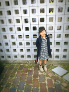 「無印良品（ムジルシリョウヒン）のアイテム（シャツワンピース）」を使った、よつばと葉さん（キッズ・100cm）の冬コーディネート