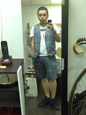 「QUENCHLOUD（クエンチラウド）のアイテム（トップス）」を使った、George さん（メンズ・168cm）の夏コーディネート
