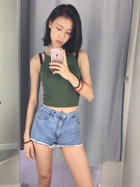 「MONKI（モンキ）のアイテム（カーゴパンツ）」を使った、hahahafuckさん（レディース・168cm）の夏コーディネート