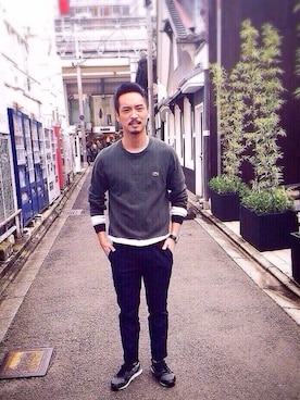 「LACOSTE L!VE（ラコステライブ）のアイテム」を使った、yutaさん（メンズ・170cm）の秋コーディネート